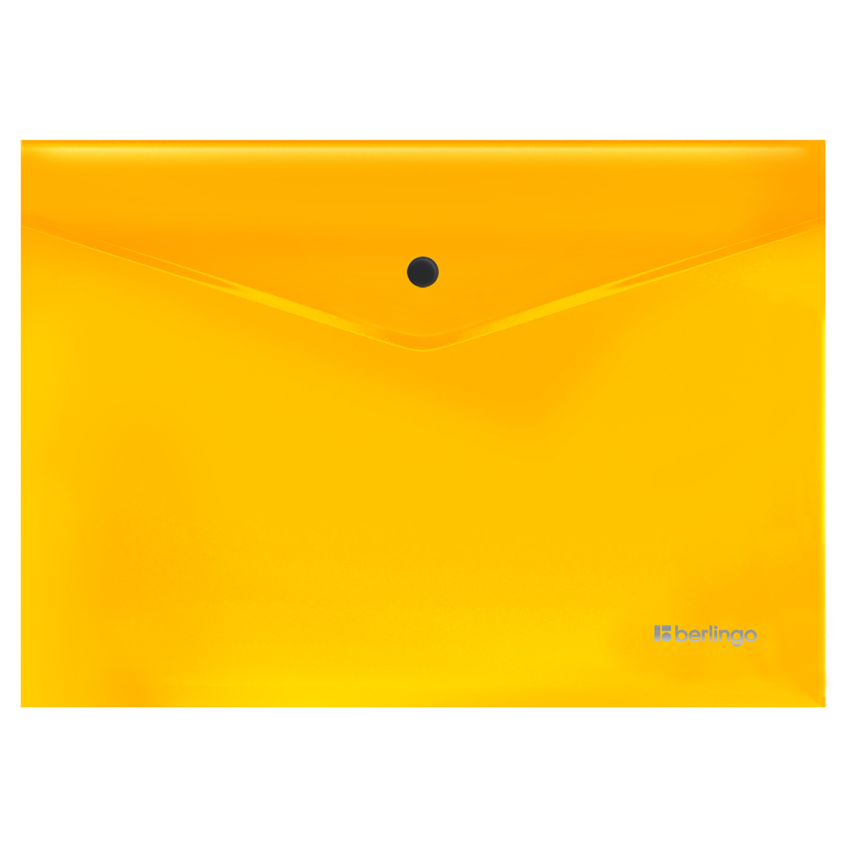 Папка-конверт на кнопке Berlingo "Neon" А4, 200мкм, прозрачная оранжевый неон