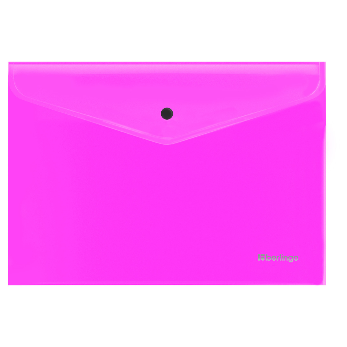 Папка-конверт на кнопке Berlingo "Neon" А4, 200мкм, прозрачная розовый неон