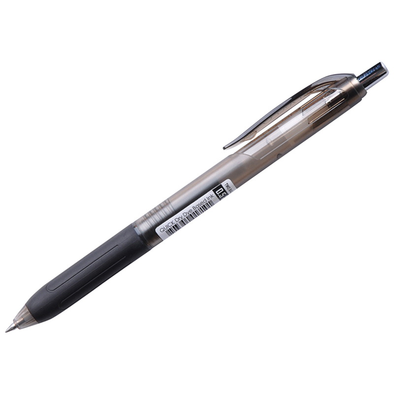 Ручка гелевая автоматическая Crown "Quick Dry" черная, 0,5мм, грип, с быстросохнущими чернилами