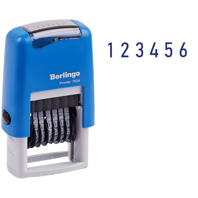 Нумератор мини автомат Berlingo "Printer 7836", 6 разрядов, 3мм, пластик, блистер